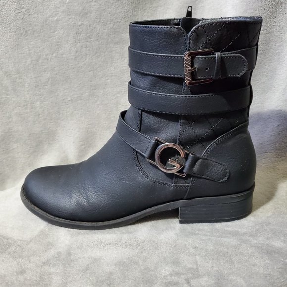 Guess Buckles and Straps Ankle Boots Black Size 9M - Picture 3 of 16